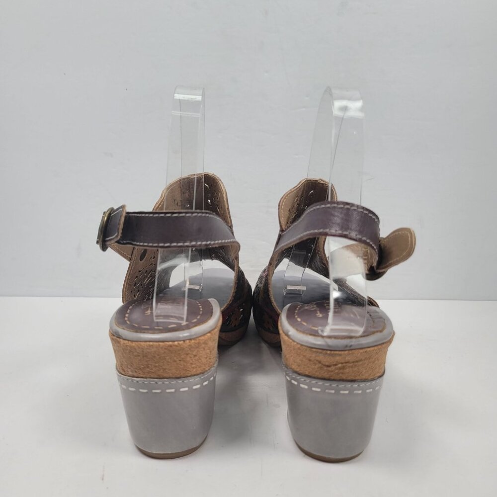 L'Artiste Spring Step Floral Cut-Out Leather Heeled Sandals US Size 9 EU 40 - Picture 4 of 8